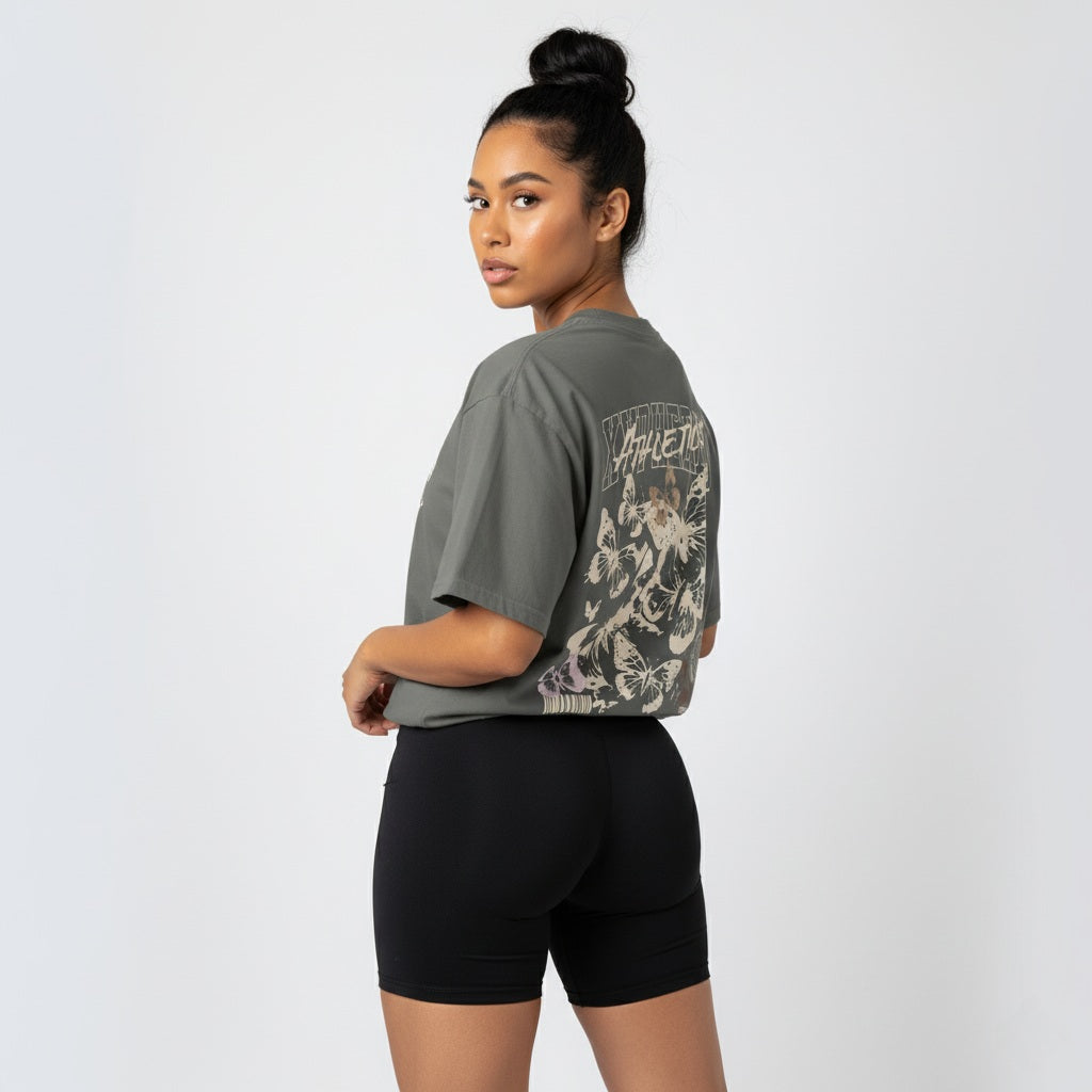 Athletic Womens Pump Cover Tee - Butterfly Xyphered Design