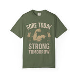 Motivational T-shirt - Gym Motivation Shirt 'Sore Today Strong Tomorrow'