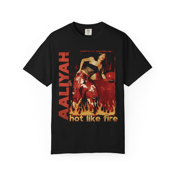 Aaliyah "Hot Like Fire" Retro Grunge T-Shirt - Vintage 90s R&B Music Icon Tee
