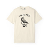 CAW-FEE FIRST T-Shirt | Funny Gothic Raven Coffee Lover Gift | Moody Crow Caffeine Addict Dark Humor Tee